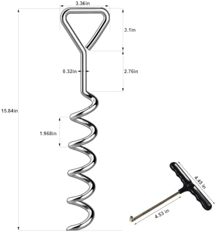 Eurmax USA 4-Pack Windproof Trampoline Stakes Anchor Kit-Steel Corkscrew Anchor,Heavy Duty Tie Down Kit with T-Hook&Reinforced Safety Straps,Secure Weatherproof Protection for Trampoline,Tent&Playset - Image 5