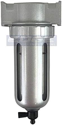 MID FLOW PARTICULATE FILTER/WATER TRAP FOR AIR COMPRESSOR COMPRESSED AIR LINES, 5u WITH POLY BOWL AND METAL BOWL GUARD (1/4" NPT) - Image 3