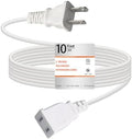 10 Feet Extension Cord White Flat Thin 2 Prong 10A ETL Listed (1 Pack) by UVTaoYuan