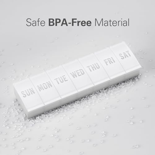 Barhon Pill Organizer Large, Weekly Medicine Pill Organizers, 7 Day Pills Box Case Travel for Big Vitamin Supplements Fish Oil, White - Image 5