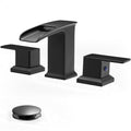 Waterfall Faucet for Bathroom Sink 3 Hole, Black 8 Inch 2 Handles by HOIGY