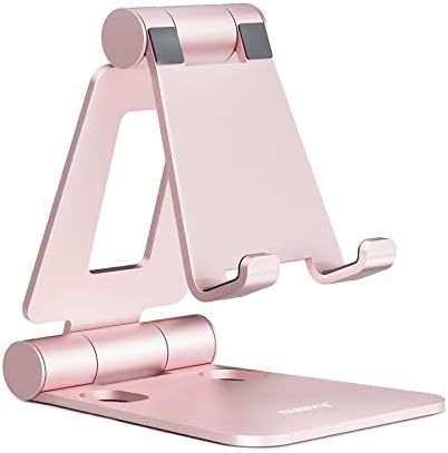 Nulaxy Full Aluminum Dual Folding Cell Phone Stand for Desk, Rose Gold by Nulaxy