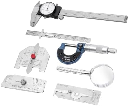 Welding Inspection Ruler Kit with 7 Tools Fillet Weld Gauge Ruler Magnifier Calliper Test Set 12''×9''×2'' Gauge Tool Set Case Box Measuring High Precision More Accurate - Image 2