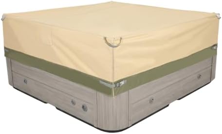 COWVIE Square Hot Tub Cover for 6-8 Person Spa and Inflatable Hot Tub, 600D Waterproof Oxford Cover Replacement with Storage and Zipper, 85''W x 85''D x 20''H by Cowvie