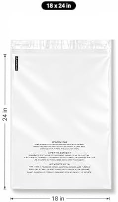 POLYSELLS 200 Count 18x24” Clear Poly Bags with Suffocation Warning Self-Sealing Plastic Bags for Shipping, Retail Packaging, T-Shirts & Clothing - Permanent Adhesive - Image 3