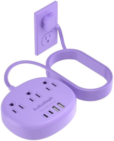 Purple Extension Cord - 10 FT Flat Power Strip by YourBetterchoice