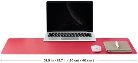 Leather Desk Mat - Non-Slip PU Desk Pad for Office and Home - Desk Organization and Accessories - Ideal for Large Mouse Pad and Desk Mats on Top of Desks (Rose Red,31.5"x 15.7") - Image 2