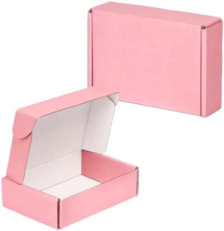6x4x1.6 Pink Shipping Boxes for Small Business, 50 Pack Small Shipping boxes, Corrugated Cardboard Boxes for Shipping Packing by OUGEBOX