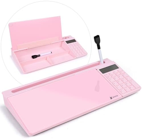 Varhomax Glass Desk Whiteboard Pink with Calculator by Varhomax