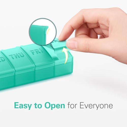 Barhon Pill Organizer Large, Weekly Pills Organizer Pill Box, Medicine Pill Organizer Travel, 7 Day Pill Case for Big Vitamins Supplements Fish Oil, Green - Image 6