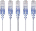 Monoprice SlimRun Cat6A Ethernet Patch Cable - Network Internet Cord - RJ45, Stranded, UTP, Pure Bare Copper Wire, 30AWG, 0.5 Feet, White, 5-Pack by Monoprice