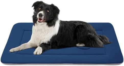 Dog Bed Soft Dog Crate Pad Mat for Medium/Large Dogs 36 in Non-Slip Bottom Washable Dog Sleeping Mattress Pet Beds Cat Beds Kennel Pads, Dark Blue by JoicyCoDogBeds