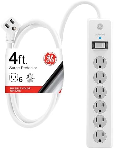 GE Surge Protector Power Strip, 4 Ft Extension Cord, 6 Outlet Extender by Unknown
