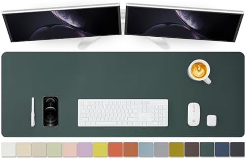 Large Desk Mat - 47.2"x 17" Non-Slip PU Desk Pad for Office and Home - Ideal for Large Mouse Pad and Desk Mats on Top of Desks(Dark Green) by HOMIEAZICOZI