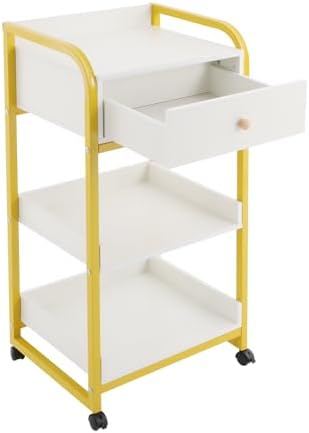 Salon Trolley Cart with Drawer, 3 Tier Metal Esthetician Cart with Wheels Utility Salon Storage Carts for Nail Spas Barber Shops Tattoo Shop (White) - Image 6