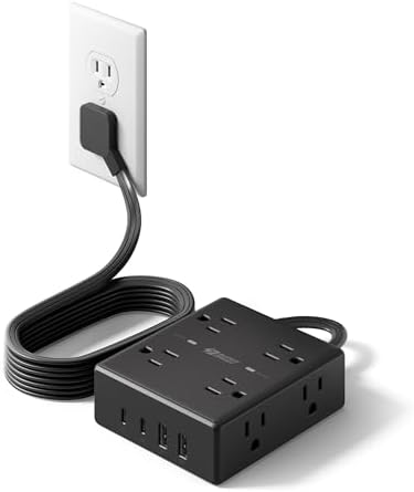 SUPERDANNY Extension Cord,Flat Plug Surge Protector Power Strip,6Ft by SUPERDANNY