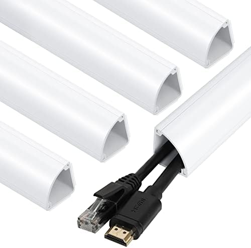 ZhiYo 85in Corner Cable Hider for 3-5 Cords, Wall & Floor Cord Hider White by ZhiYo