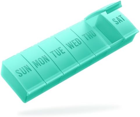 Barhon Pill Organizer Large, Weekly Pills Organizer Pill Box, Medicine Pill Organizer Travel, 7 Day Pill Case for Big Vitamins Supplements Fish Oil, Green by Barhon