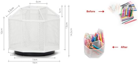 Exerz Desk Organizer 360 Rotating Pen Holder 5 Compartments Caddy White - Image 2