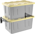 Koova Wall Mounted Tote Rack Storage System, Fits 27-Gallon Black and Yellow Commander Style Bins, Wall Mount Bracket Shelves for Garage Organization, Heavy Duty Steel, Made in USA (2-Piece Set) by Koova