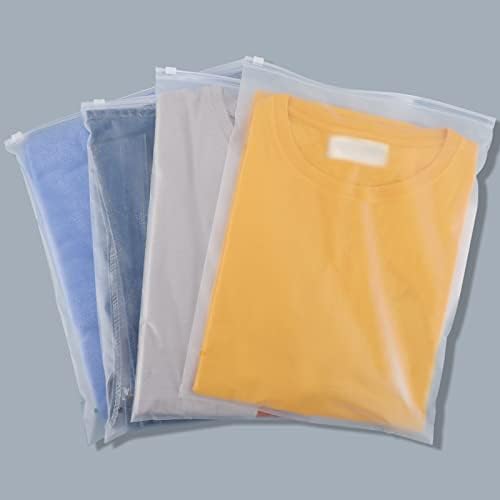 Clothes Packaging Bags for Shipping, 100 Count 11x15 inch Frosted Zipper Plastic Bags for Clothing, Thick Plastic Bag for Packaging T-Shirt, Shirt, Document, 3 Mil, with Vent Holes Storage Bag by Svaldo