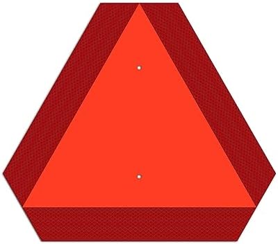 T&R Metal Slow Moving Vehicle Sign, Safety Triangle Sign - 14 x16 Inches - Reflective, UV Protected, Waterproof, Weatherproof and Fade Resistant Up to 7 Years Outdoor for Golf Cart Tractor UTV by TR