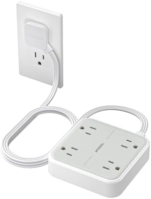 TESSAN Flat Extension Cord 5Ft, Flat Plug Power Strip, Grey by TESSAN
