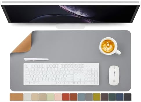 Cork Desk Mat - Dual-Sided Desk Pad for Office and Home - Desk Organization and Accessories - Ideal for Large Mouse Pad and Desk Mats on Top of Desks(Gray,27.6"x 13.8") by HOMIEAZICOZI