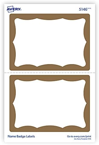 Avery Name Tags, Print or Write, Gold Border, 100 Adhesive Tags Per Pack, 4 Packs, 400 Total (05146) - Image 2