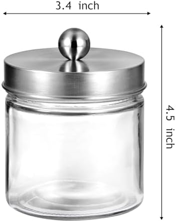 SheeChung Glass Mason Jar Qtip Holder Dispenser, Brushed Nickel Lids,4 Pack - Image 4