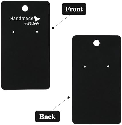 joycraft 100Pcs Earring Display Cards with Bags, 2x3.5 inch Earring Display Holder Cards, Black Handmade with Love Jewelry Tags for Selling, DIY Jewelry Crafts, Retail - Image 4
