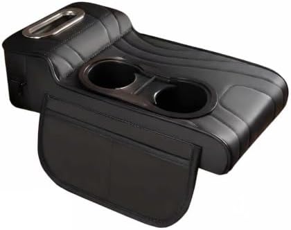 Multifunctional Car Armrest Cover, Premium PU Leather Memory Foam Center Console Cushion with Dual Cup Holders & Tissue Box, Center Console Organizer Storage Pouch for Sedans SUVs Trucks (Black) by Unknown