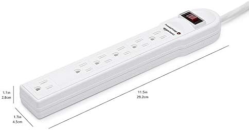 Amazon Basics Surge Protector Power Strip, 6-Outlet, 790 Joules, Circuit Breaker, LED Indicator, 6ft Extension Cord, White - Image 5