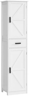 WEENFON Tall Bathroom Cabinet, Storage Cabinet with 6 Shelves & Drawer, Bathroom Storage Cabinet with Adjustable Shelves, Tall Cabinet for Living Room, Home Office, White by WEENFON
