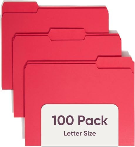 Smead File Folder,1/3-Cut Tab,Assorted Positions,Letter Size,Red,Value Filing Products,100 per Box,(Pack of 5) by SMEAD