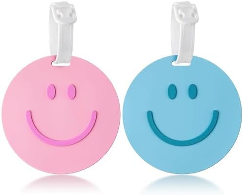 Preppy Smile Luggage Tags for Suitcases, 2Pcs Silicone Labels by Unknown