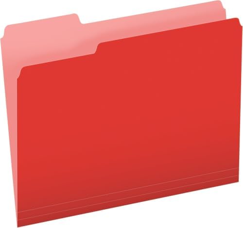 Pendaflex Two-Tone Color File Folders, Letter Size, Red, 1/3 Cut, 100 per Box (152 1/3 RED)(Pack of 5) by Pendaflex