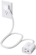 Short Extension Cord 3Ft, SUPERDANNY Mini Flat Plug Power Strip, 13A Indoor by SUPERDANNY
