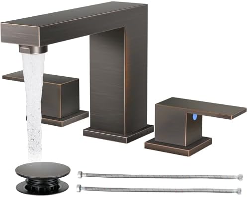 Cobbe Bathroom Faucet 3 Hole, Bronze Bathroom Sink Faucet Widespread by Cobbe