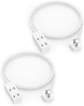 2-Pack Flat Plug Extension Cord - 3 Ft White 2-Prong Power Strip with 3 Polarized Outlets & Tamper Guard, 16/2 AWG 13A/1625W by LitStar