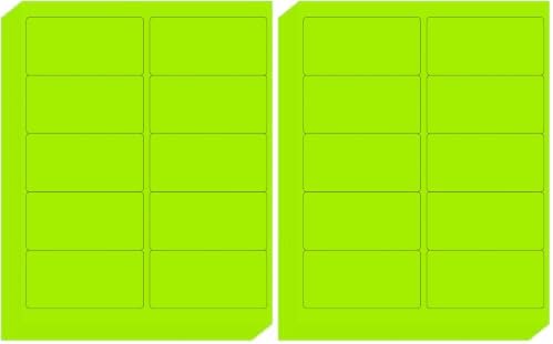 L Liked 2" x 4" Neon Fluorescent Green Labels 300 Labels 30 Sheets (Pack of 2) by LLIKED