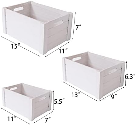 Farmhouse Modern White Wooden Crates For Storage - Image 2