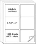 MPRT 1000 Sheets 3-1/3" x 4" Shipping Address Labels Printable Label Stickers Paper for Laser/Inkjet Printer 6 per Page Mailing Labels, FBA Box Labels - Matte, 6000 Labels by Unknown
