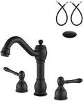 Aolemi Widespread Bathroom Sink Faucet 3 Hole Metal Lever Matte Black by Aolemi