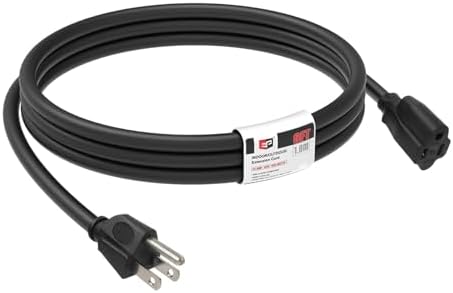 EP 6 FT Outdoor Extension Cord, 16/3 SJTW Heavy Duty Black, ETL Listed by ENERGYPRO