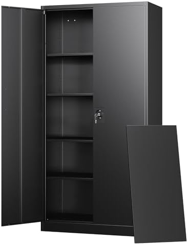 Letaya Metal Garage Storage Cabinets with Lock Door and Adjustable Shelves, Steel Tool Cabinets for Home,Office,Warehouse Organisieren (Black, 72" H) by LetayaMetalCabinets
