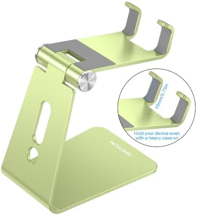 OMOTON C2 Adjustable Aluminum Cell Phone Stand with Charging Cutout, Green - Image 2