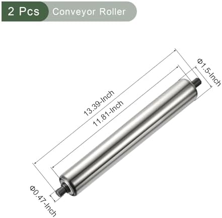 YOKIVE 2 Pcs Conveyor Roller, Stainless Steel Roller Replacement | Smooth Movement, Great for Factories, Warehouses Use(Silver, 1.5 Inch Dia, 12 Inch Length) - Image 2
