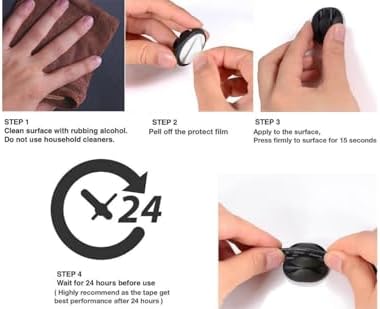 OHill Desk Cable Management Cord Organizer, 24 Pack Black Self Adhesive Cord Holder Cable Clips, Ideal Cable Organizer Wire Keeper for Desk, Nightstand, Phone Charger, Computer, Home, Office, Car - Image 4
