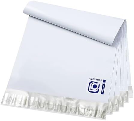 POLYSELLS 200 pcs 9x12 Inches White (Silver) Poly Mailers Shipping Envelopes, Strong Adhesive Sealing, Waterproof, and Tear-resistant Postal Mailing Bags for Small Business, Clothes, Non-Fragile Items by POLYSELLS
